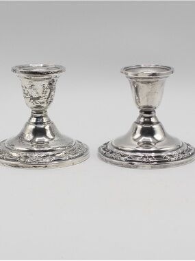 Antique Sterling Silver Candlesticks, Wild Rose, International Silversmiths